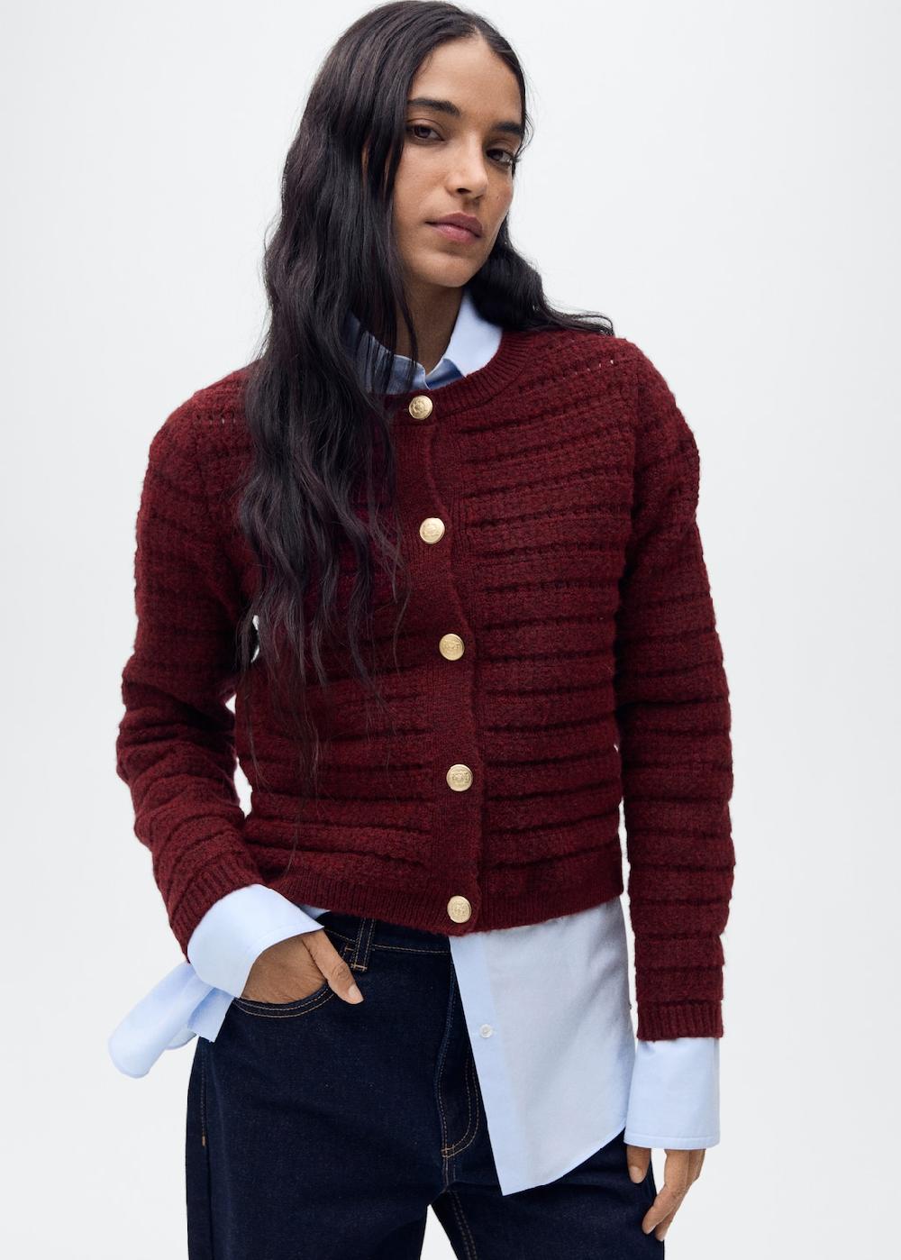 Mango Chaqueta punto detalles calados