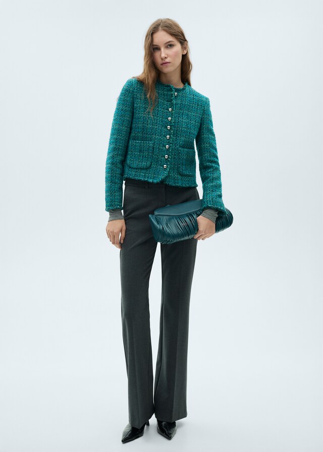 Mango Chaqueta tweed bolsillos Superdescuento