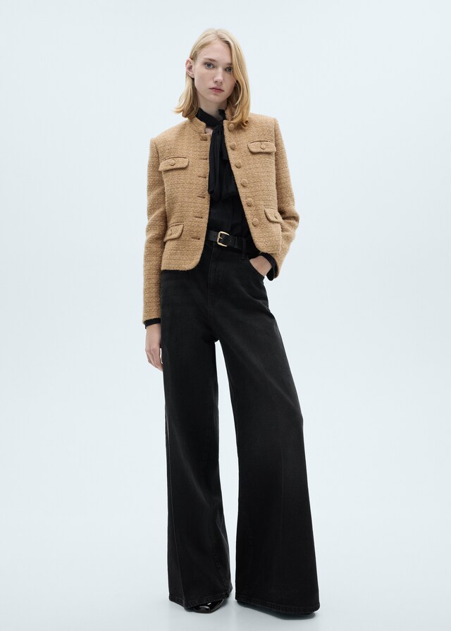 Mango Chaqueta tweed cuello tira Grandes descuentos