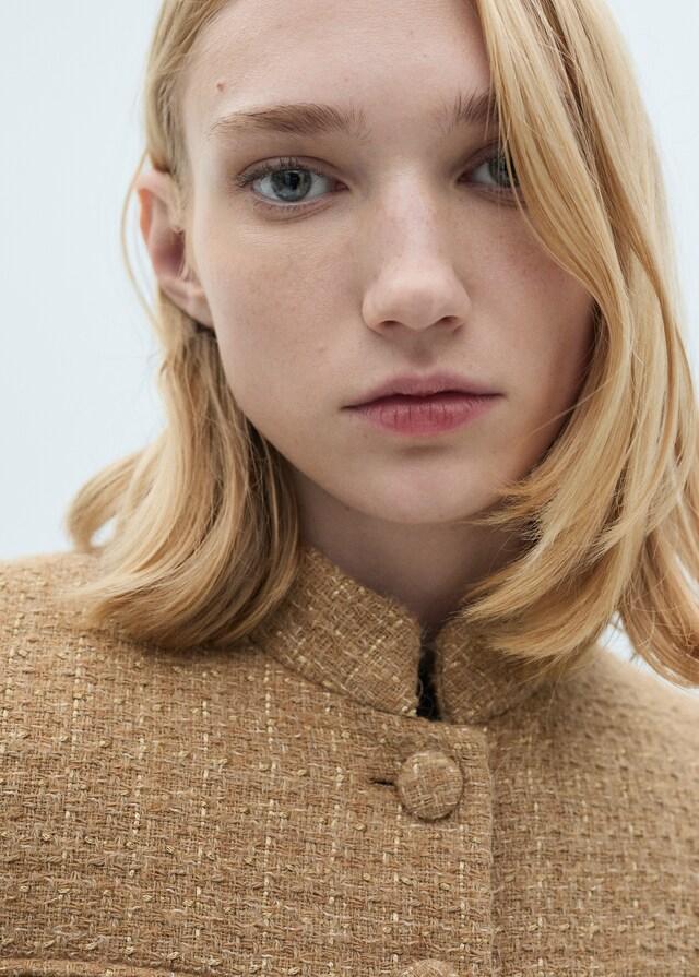 Mango Chaqueta tweed cuello tira Grandes descuentos