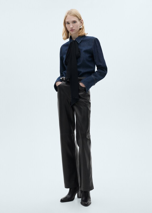 Mango Pantalón recto efecto piel Oferta exclusiva