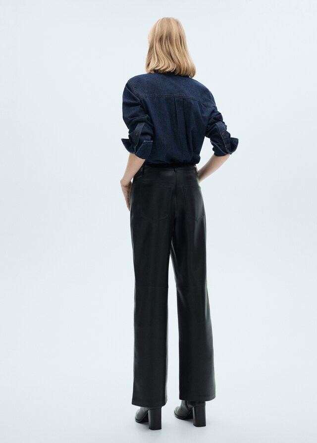 Mango Pantalón recto efecto piel Oferta exclusiva
