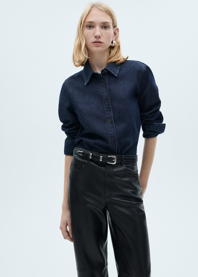 Mango Pantalón recto efecto piel Oferta exclusiva