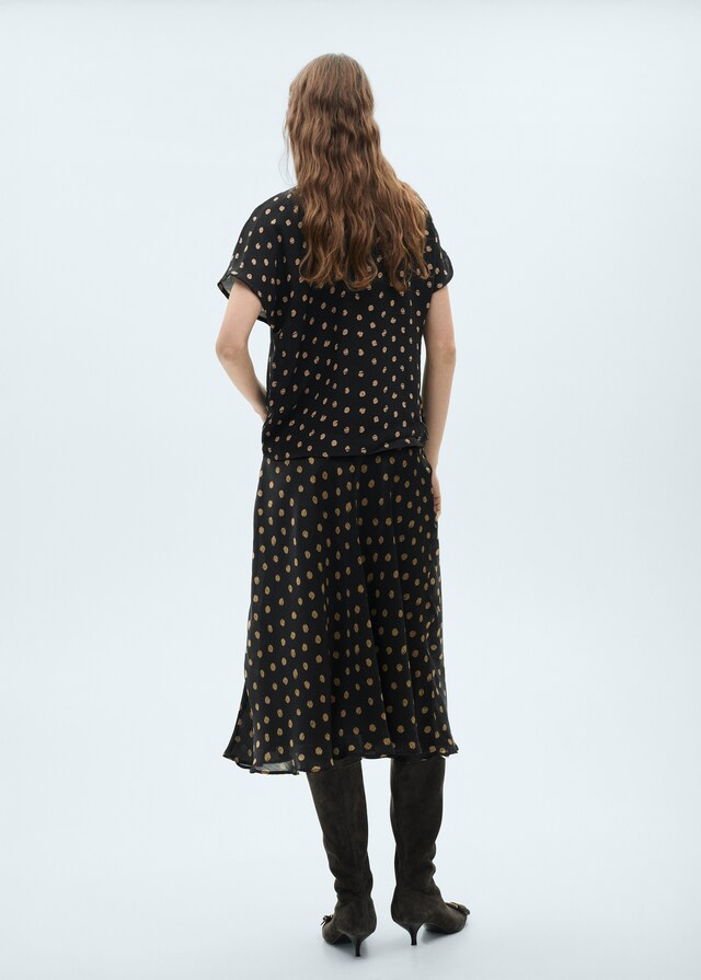 Mango Blusa topos cuello drapeado Descuento