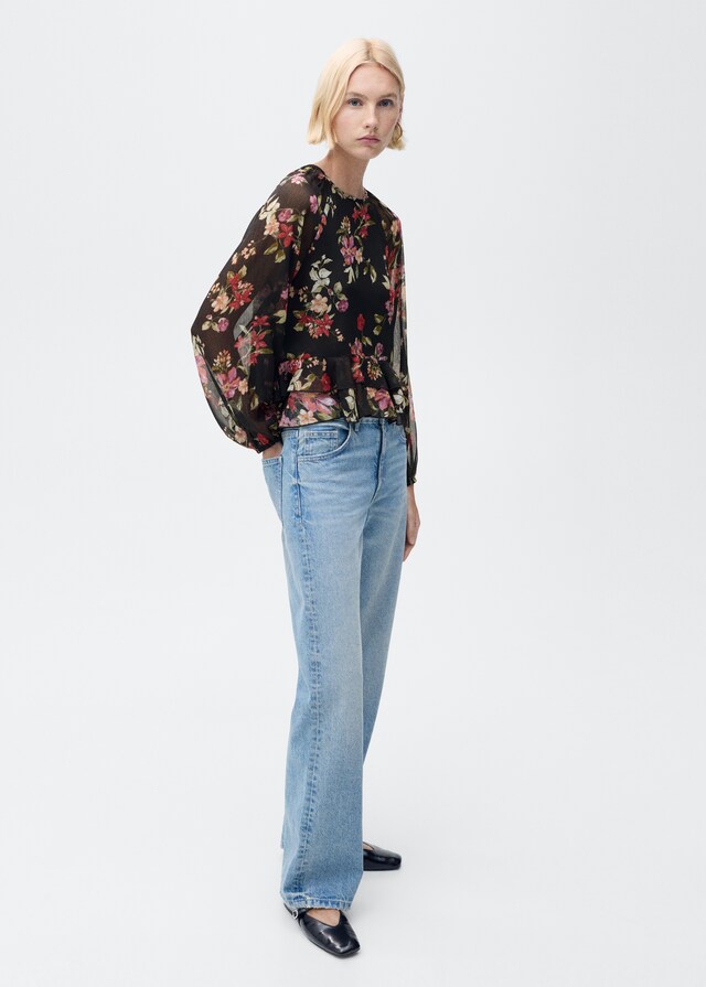 Mango Blusa floral volantes Tienda