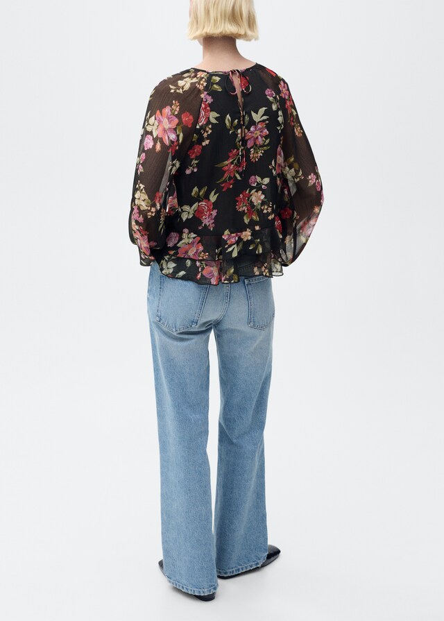 Mango Blusa floral volantes Tienda