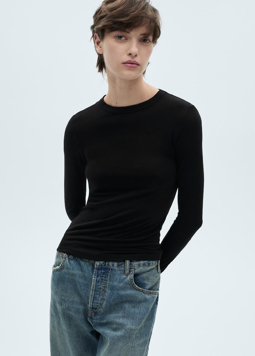 Mango Camiseta entallada manga larga Últimos 2 días