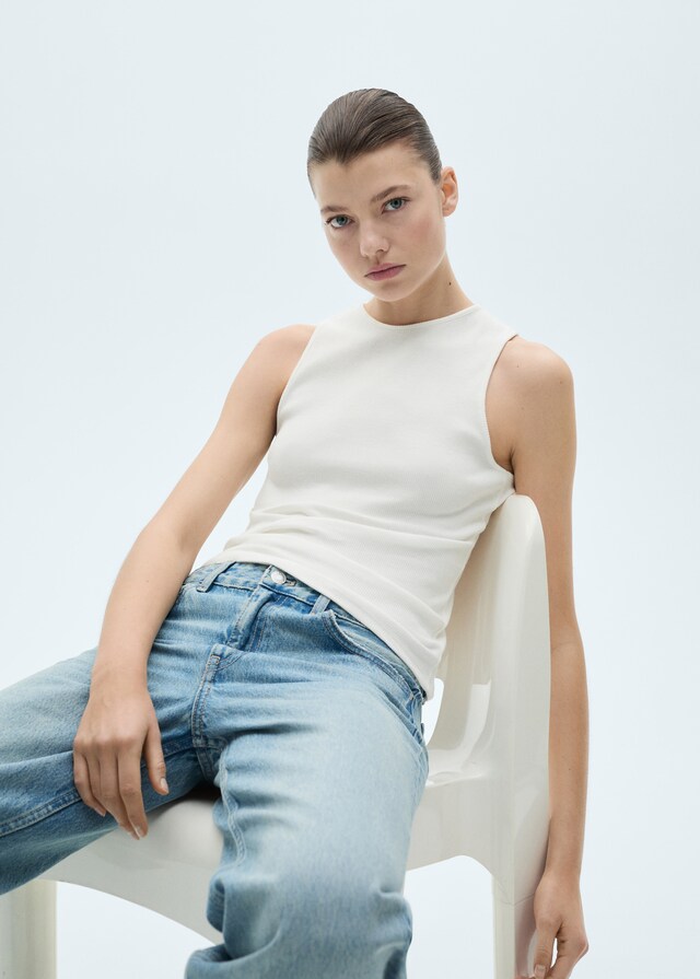 Mango Top algodón canalé Limitado a 3 días