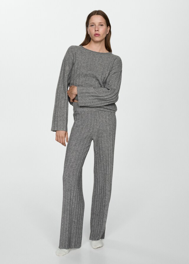 Mango Pantalón recto punto canalé Rebajas