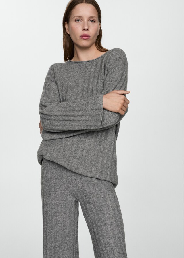 Mango Pantalón recto punto canalé Rebajas