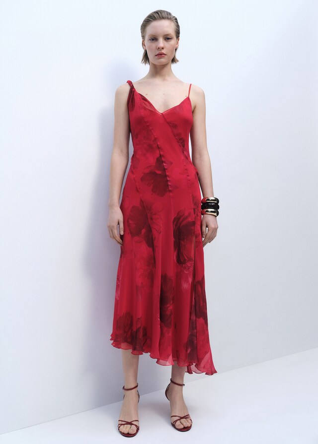Mango Vestido asimétrico floral Liquidación