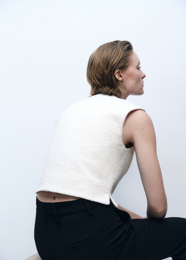 Mango Chaleco tweed botones Grandes ahorros