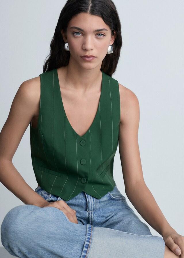 Mango Chaleco traje raya diplomática Outlet