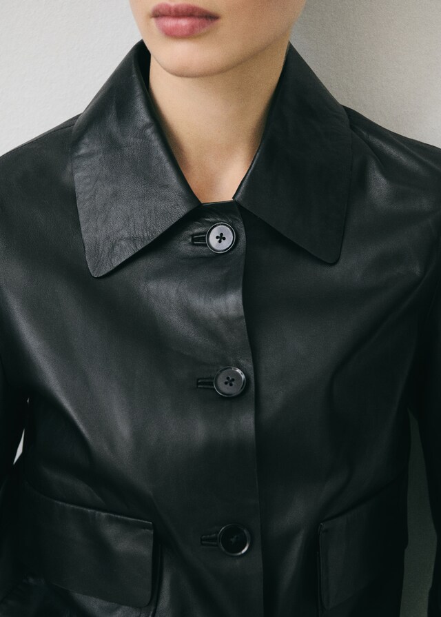 Mango Chaqueta piel botones Liquidación