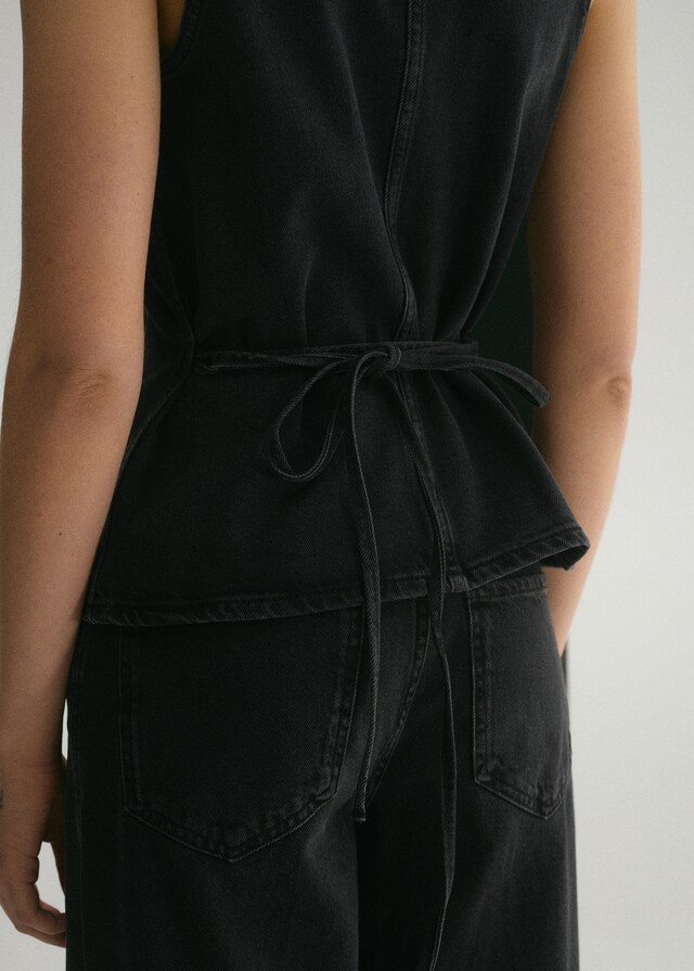 Mango Chaleco vaquero lazo Última moda