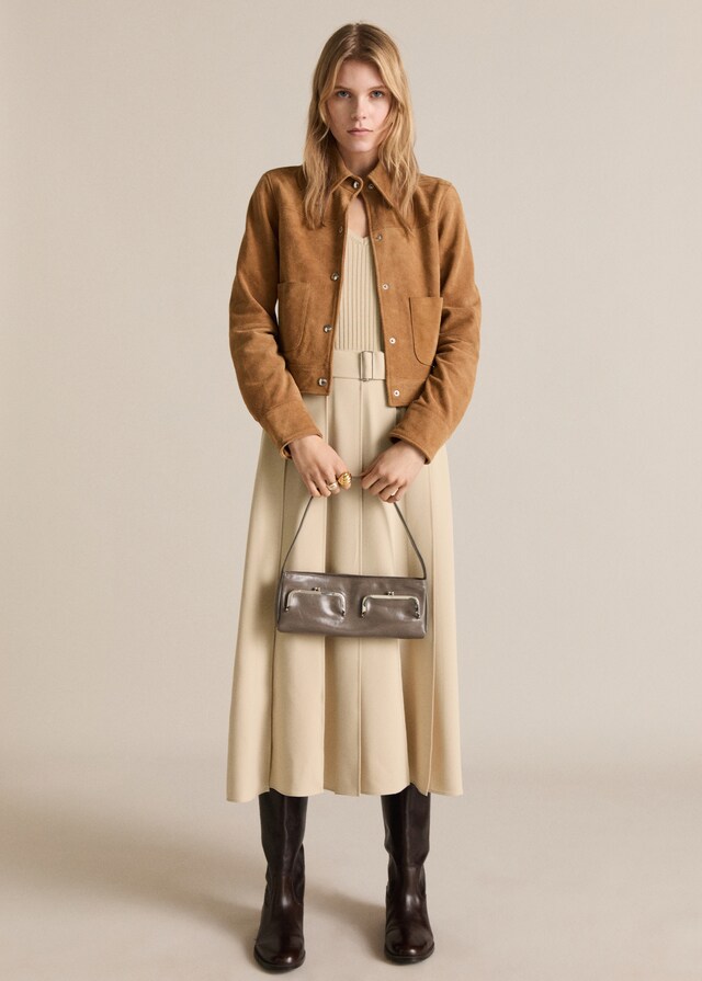 Mango Chaqueta piel ante Ofertas especiales