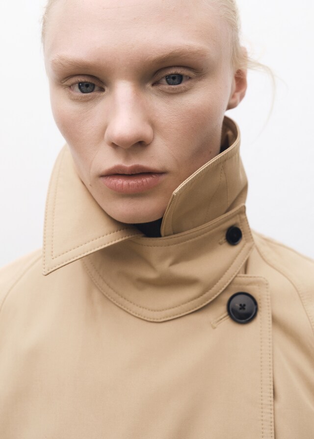 Mango Trench largo oversize algodón Grandes ahorros