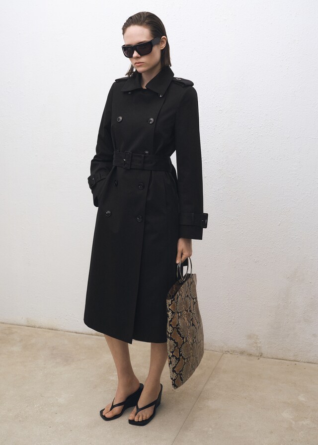 Mango Trench algodón doble botonadura Rebajas de fin de temporada