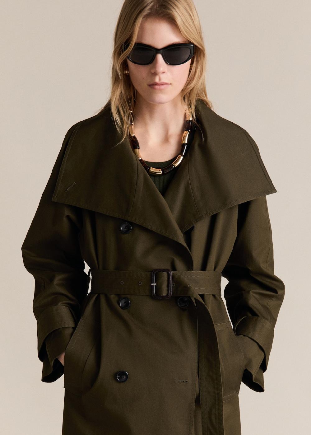 Mango Trench largo doble botonadura Outlet
