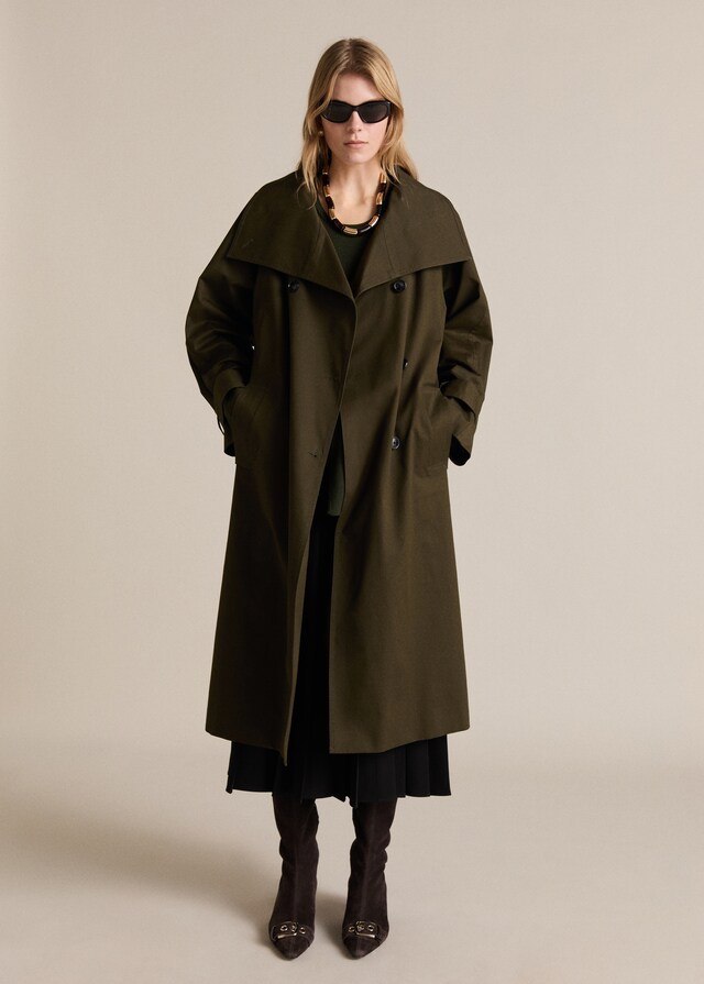 Mango Trench largo doble botonadura Outlet
