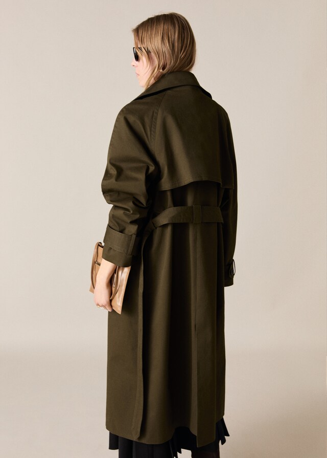 Mango Trench largo doble botonadura Outlet