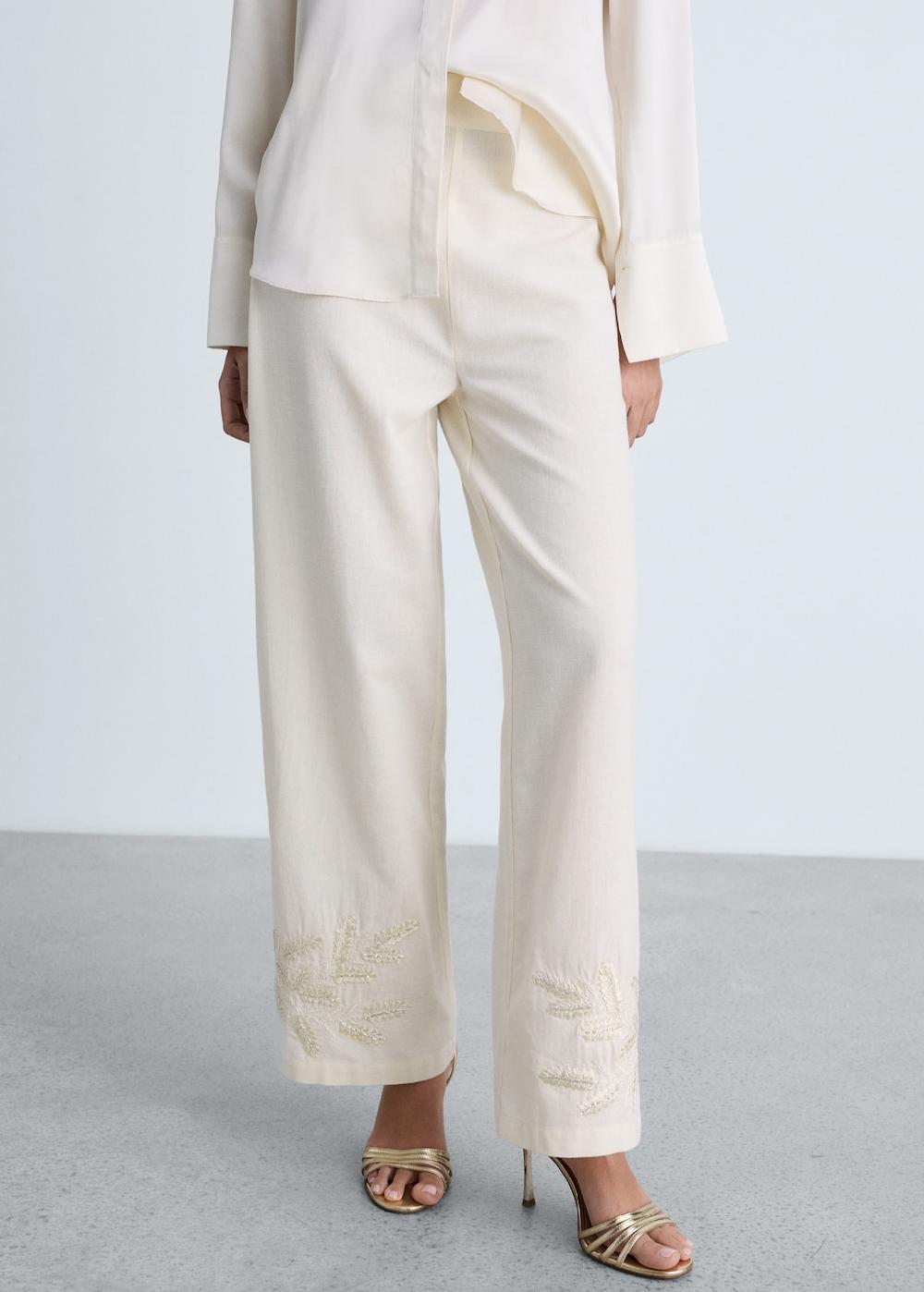 Mango Pantalón recto bordado
