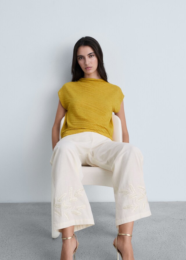 Mango Pantalón recto bordado Tienda
