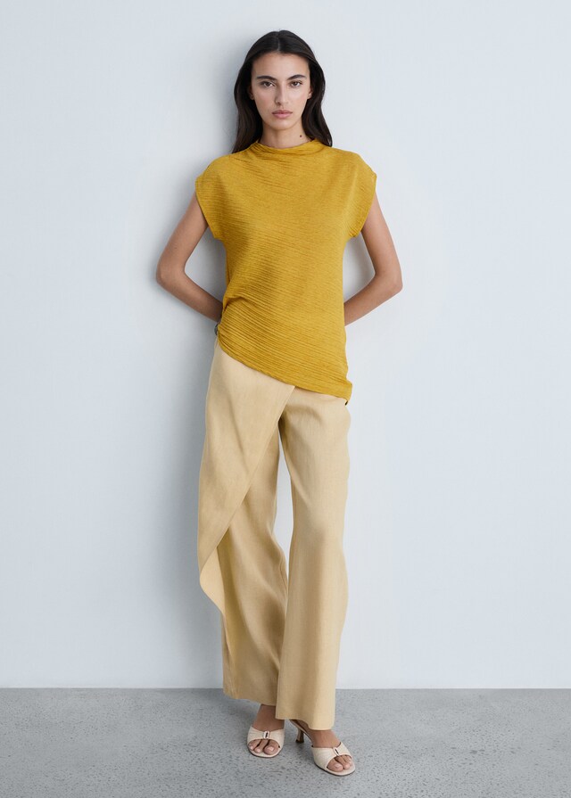 Mango Pantalón cruzado lino Mejor oferta
