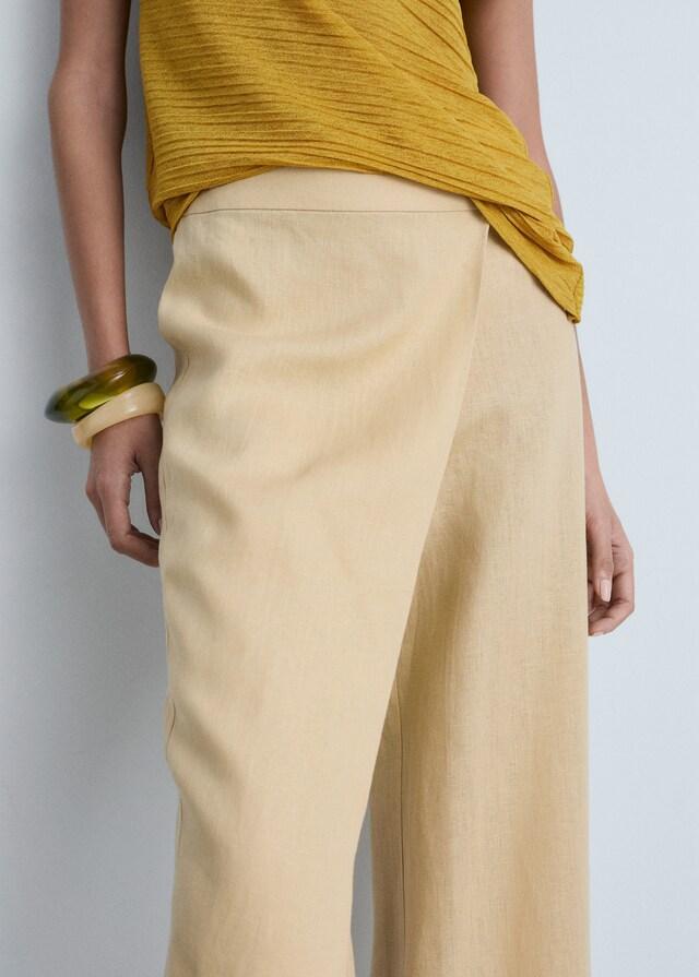 Mango Pantalón cruzado lino Mejor oferta