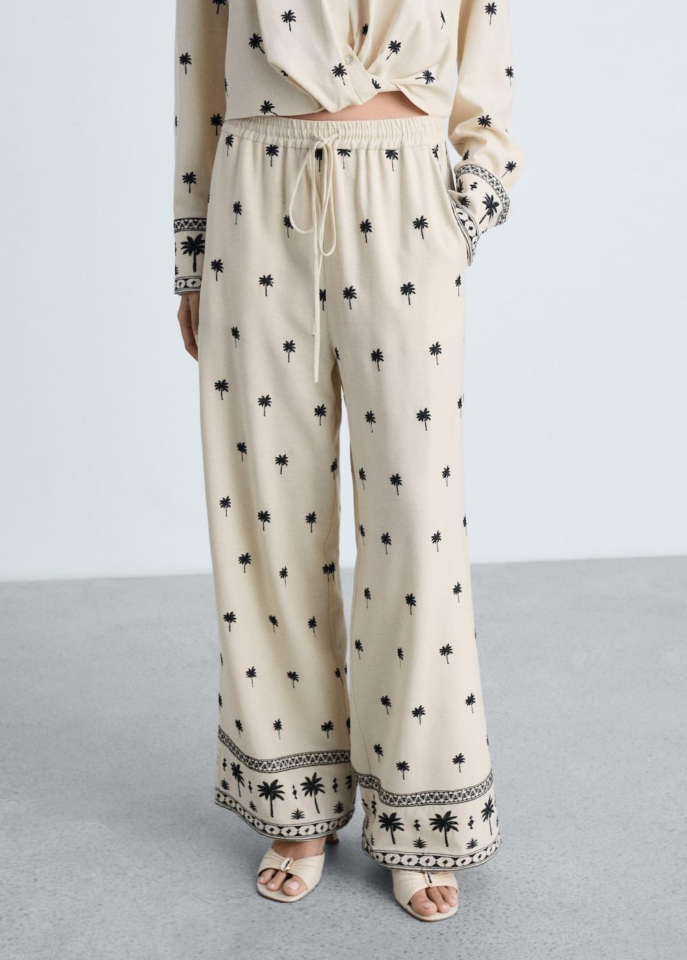 Mango Pantalón recto bordado