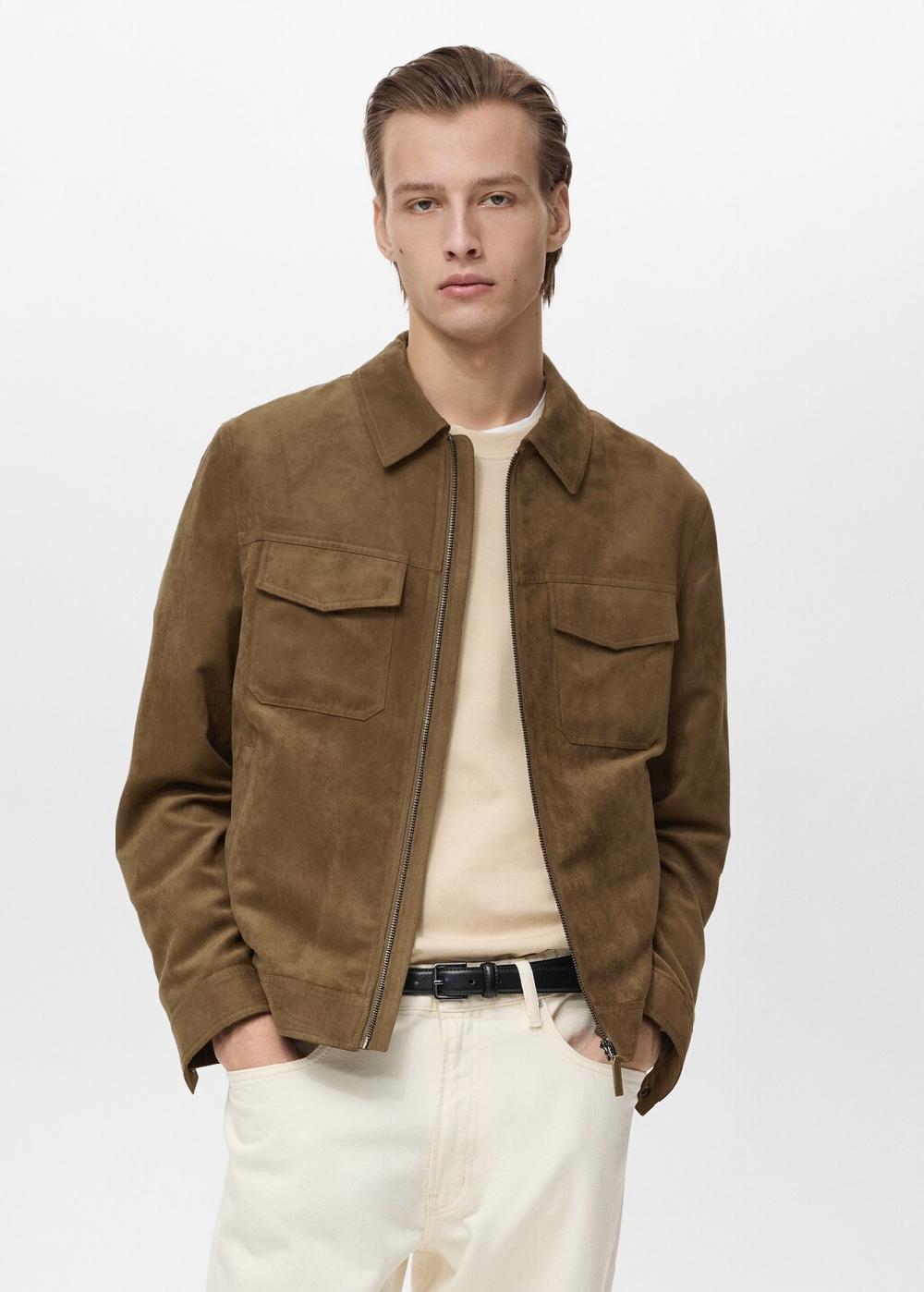 Mango Chaqueta efecto ante cremallera