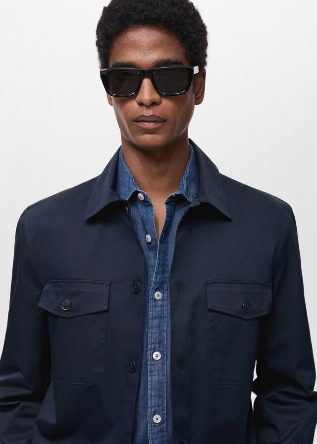 Mango Sobrecamisa regular fit algodón bolsillos Superdescuento