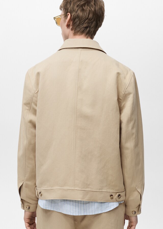 Mango Chaqueta algodón lino bolsillos Liquidación