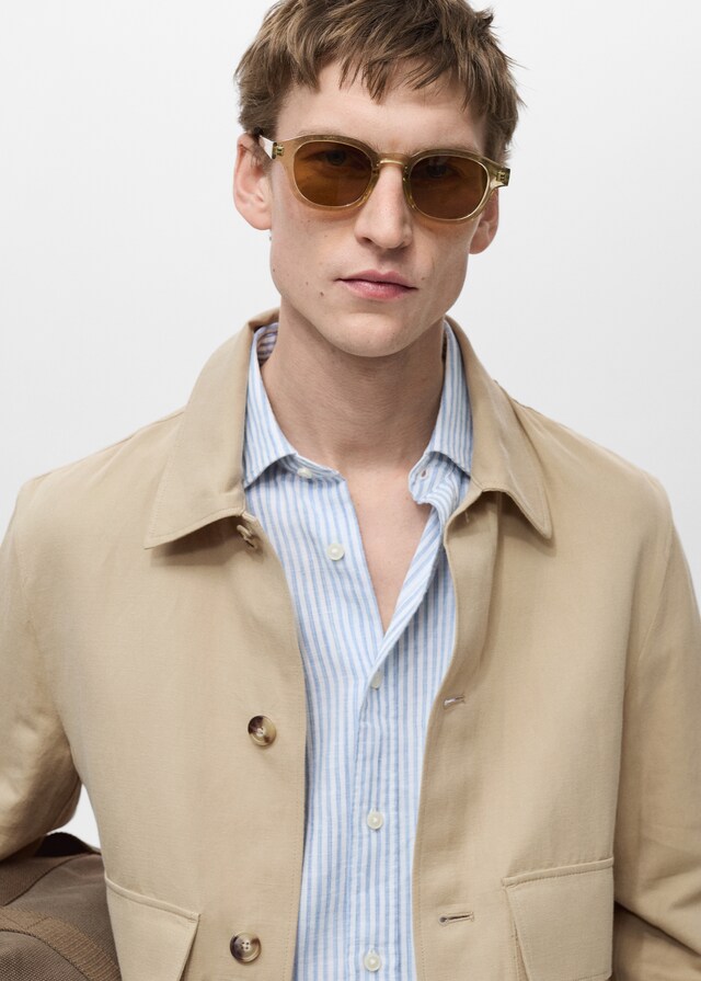 Mango Chaqueta algodón lino bolsillos Liquidación