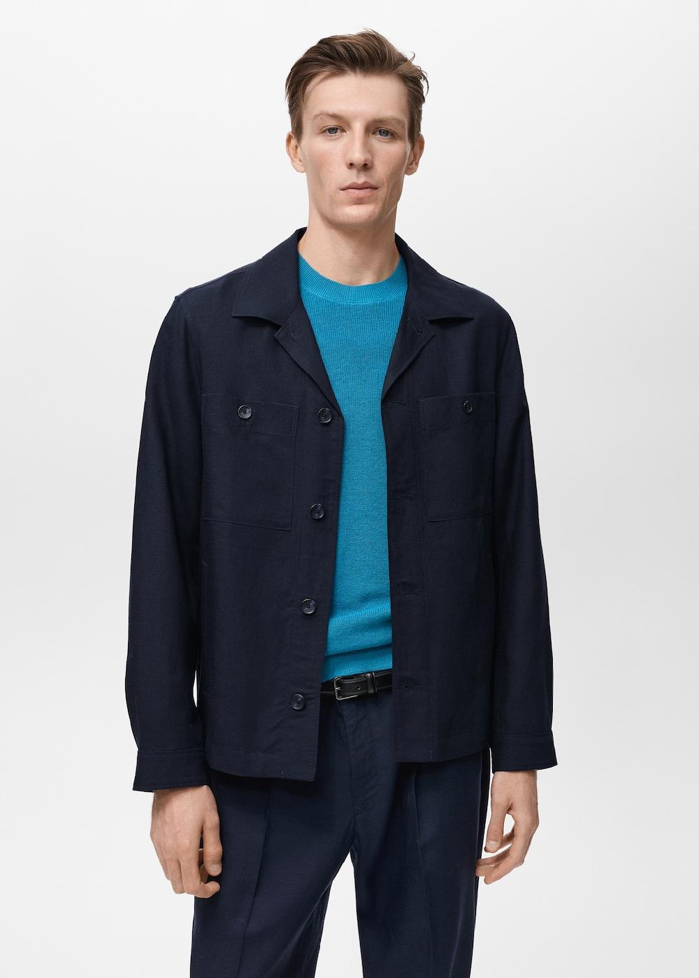 Mango Sobrecamisa lyocell lino bolsillos