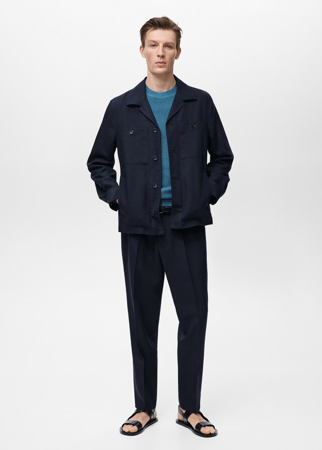 Mango Sobrecamisa lyocell lino bolsillos Tienda de fábrica