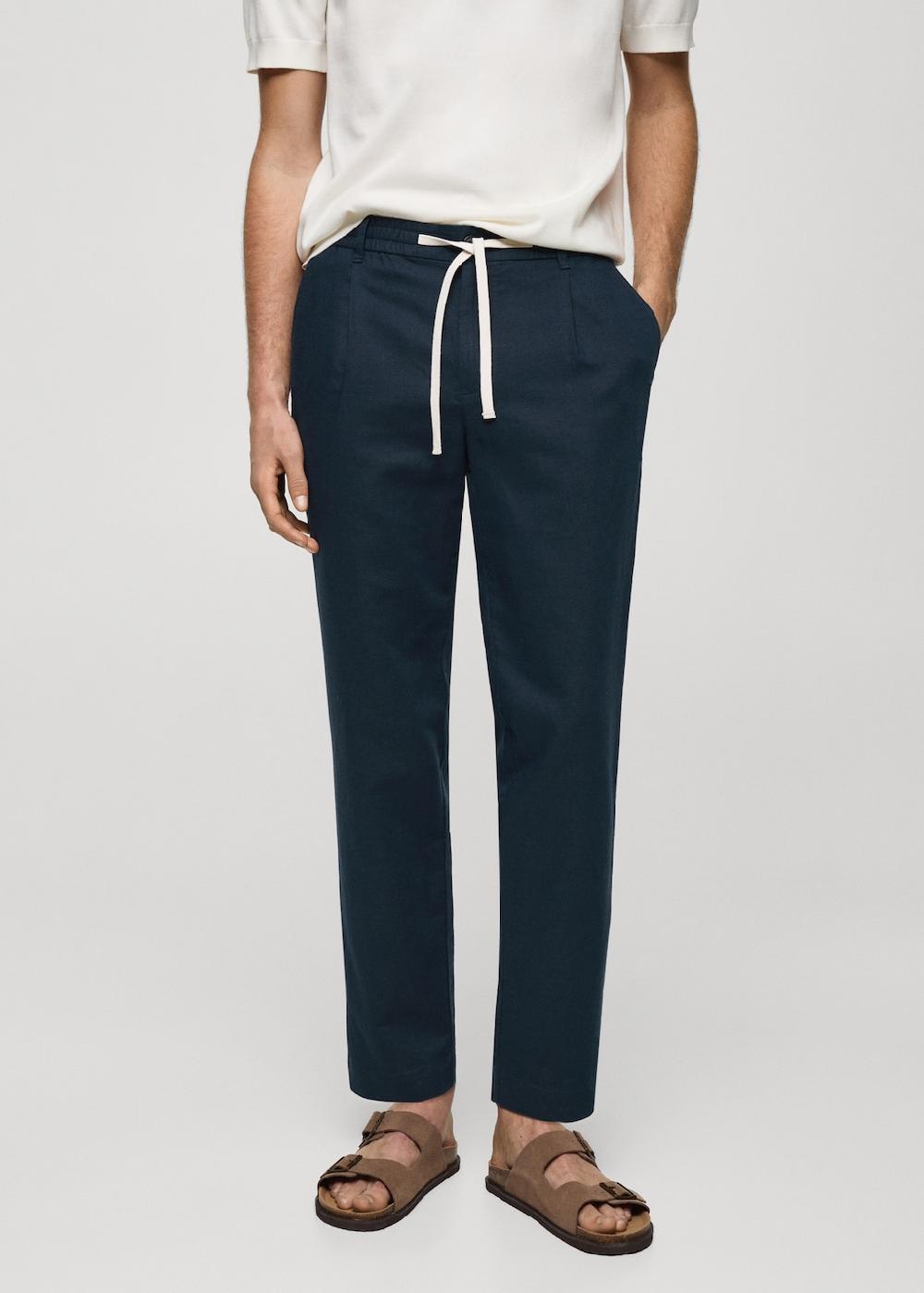 Mango Pantalón slim fit lino cordón Libre de impuestos
