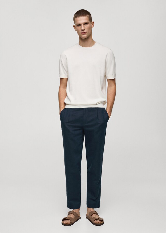 Mango Pantalón slim fit lino cordón Libre de impuestos