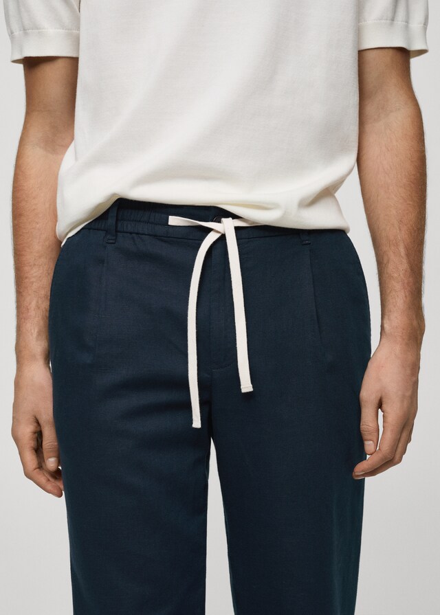 Mango Pantalón slim fit lino cordón Libre de impuestos