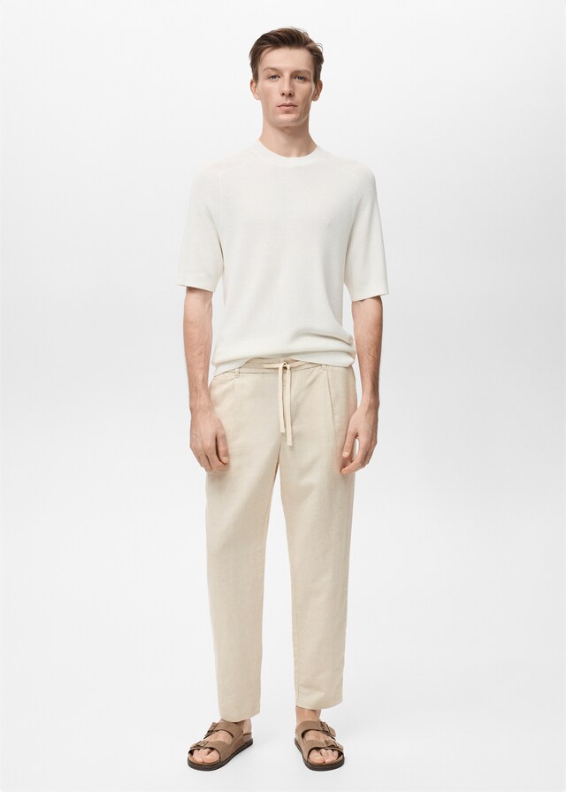 Mango Pantalón slim fit lino cordón Última moda