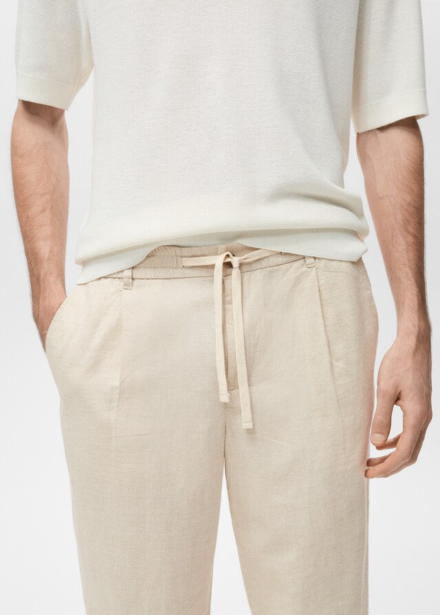 Mango Pantalón slim fit lino cordón Última moda