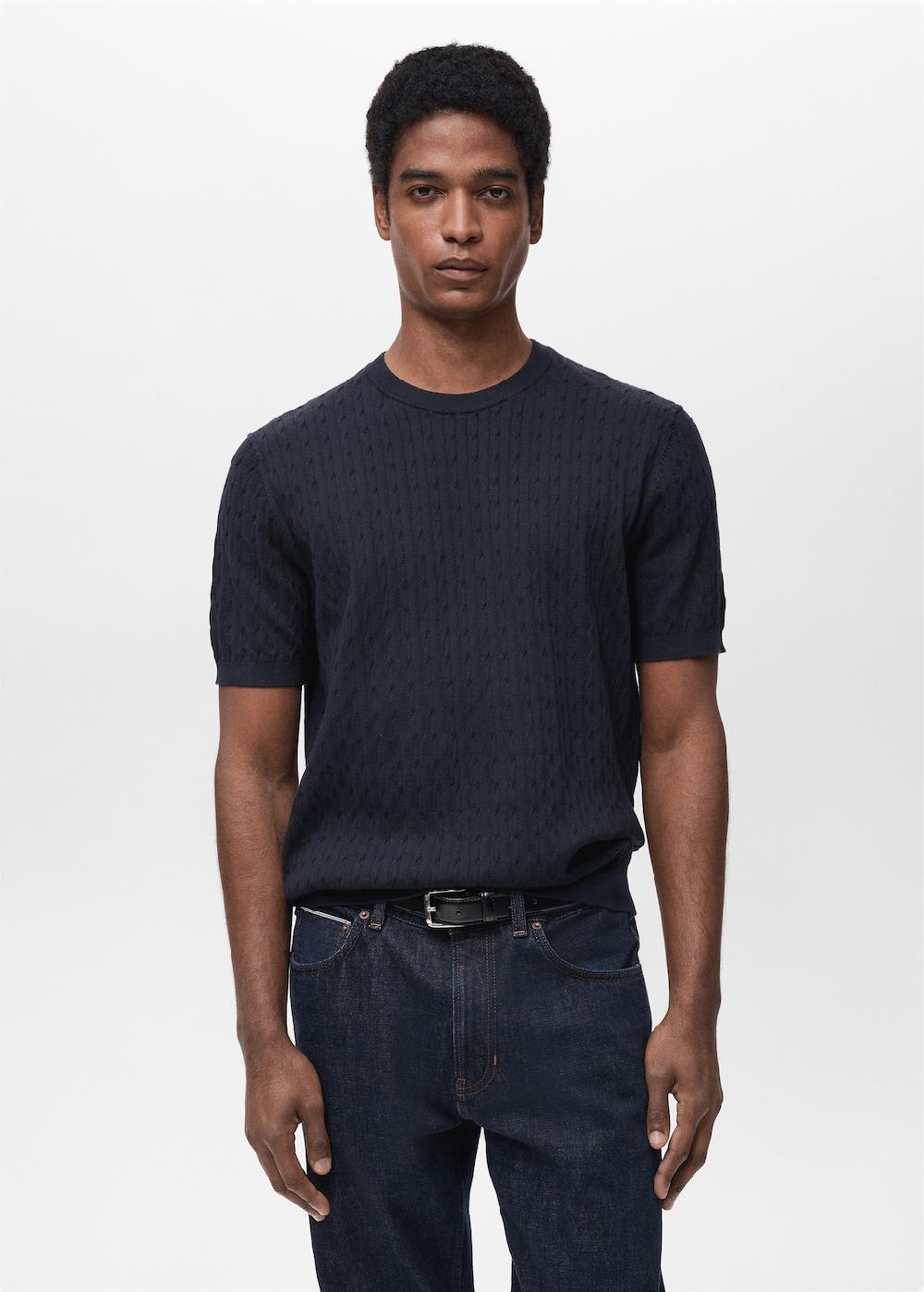 Mango Camiseta punto fino trenzado En oferta