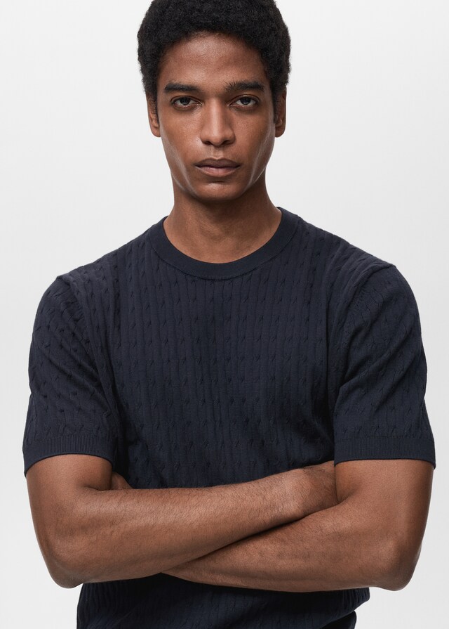 Mango Camiseta punto fino trenzado En oferta