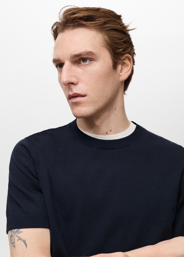 Mango Camiseta punto fino algodón Gran oferta