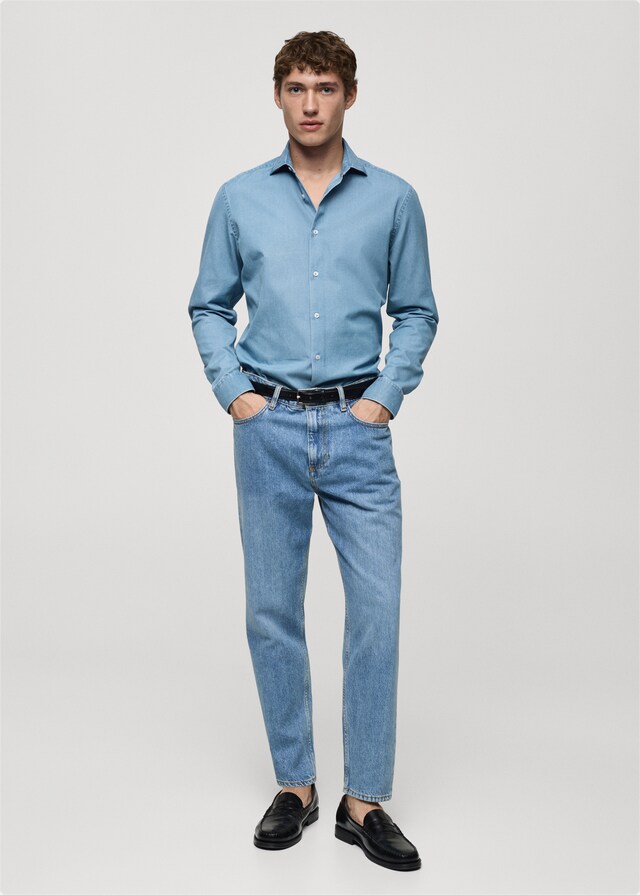 Mango Camisa chambray 100% algodón Rebajas baratas