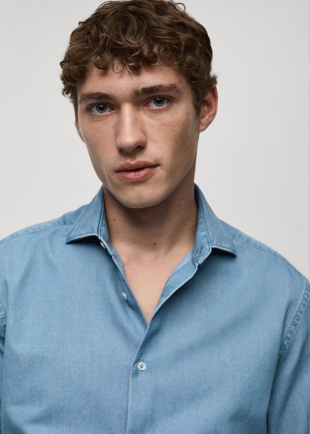Mango Camisa chambray 100% algodón Rebajas baratas