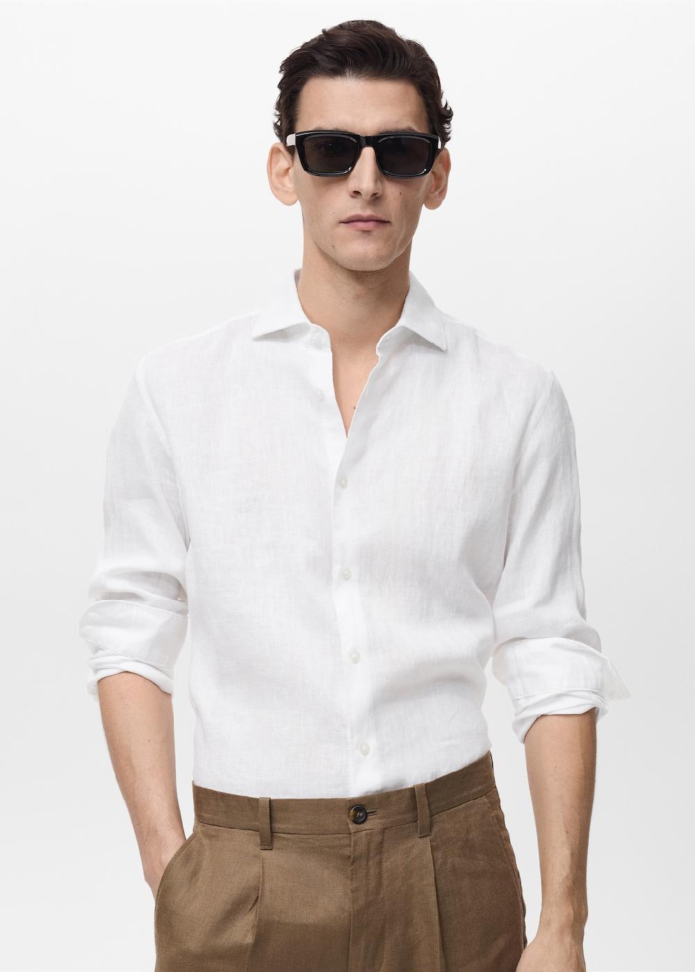 Mango Camisa slim fit 100% lino