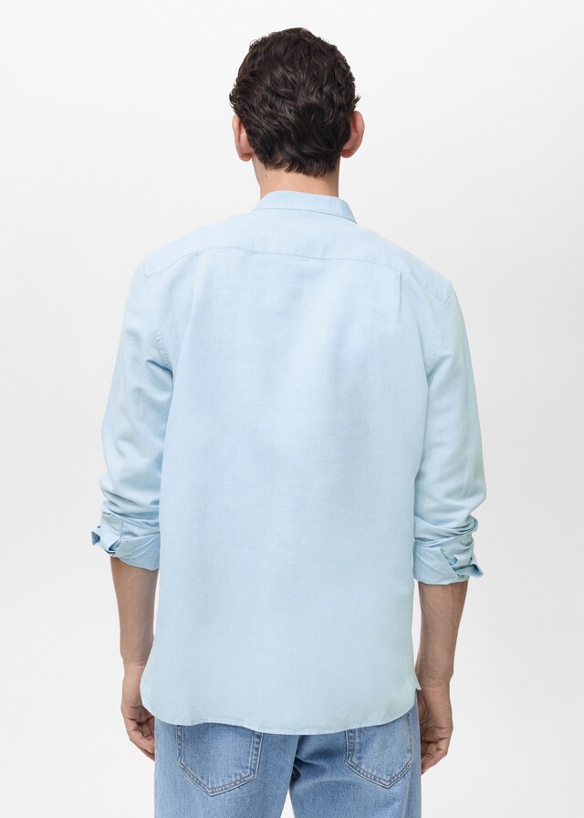 Mango Camisa lino cuello mao Tienda