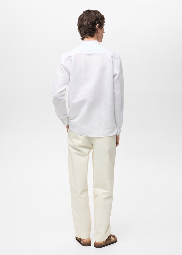 Mango Camisa lino cuello mao Tienda