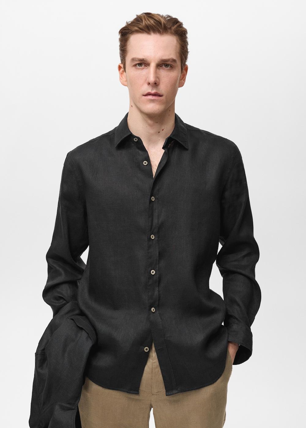 Mango Camisa 100% lino regular fit